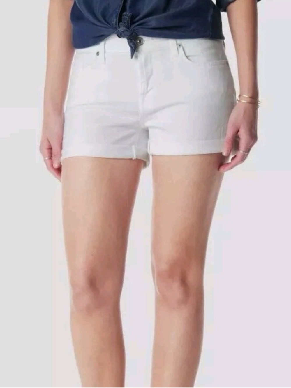 7 For All Mankind women's white denim shorts